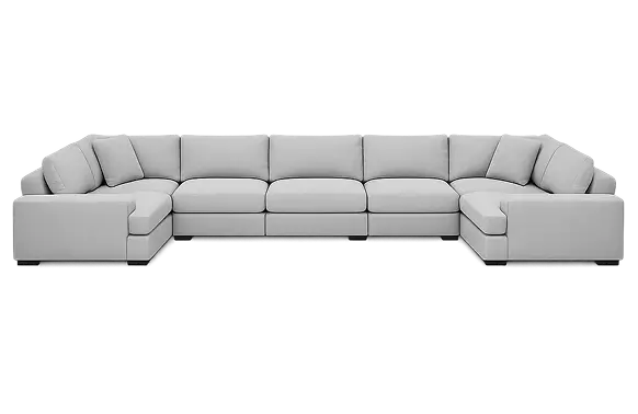 Large gray 6 to 7-seater U-shaped sectional couch