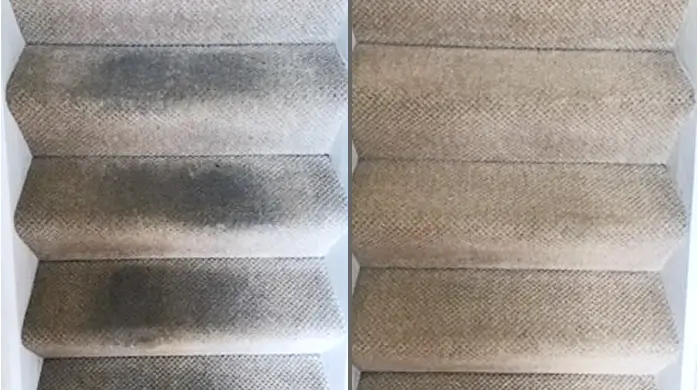 Carpet stair cleaning in Dallas removing heavy dirt from high-traffic steps