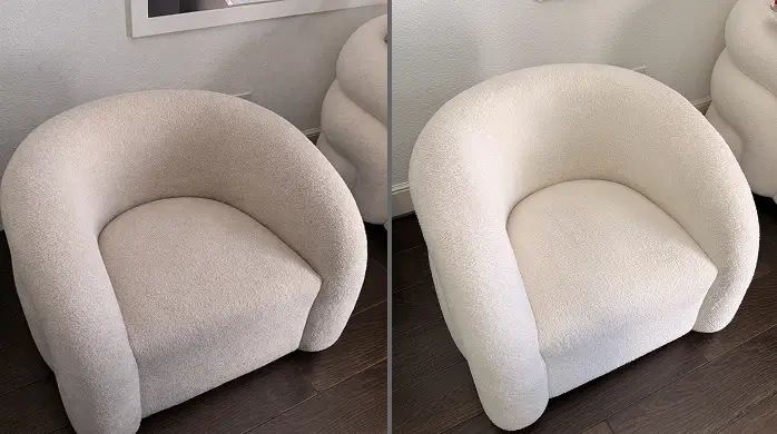 Chair cleaning in Dallas showing upholstery before and after general refresh deep cleaning