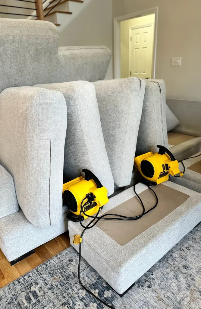 professional couch cleaning equipment in Dallas prepared for deep upholstery cleaning