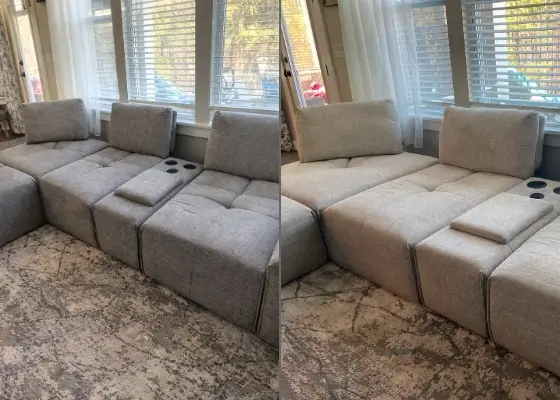 Couch deep cleaning in Dallas refreshing fabric upholstery and removing everyday dirt