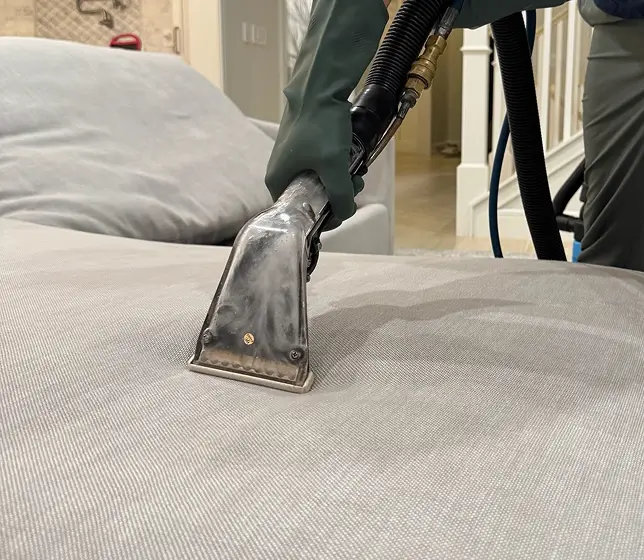 Сouch cleaning in Dallas removing deep stains and trapped dirt from fabric sofa