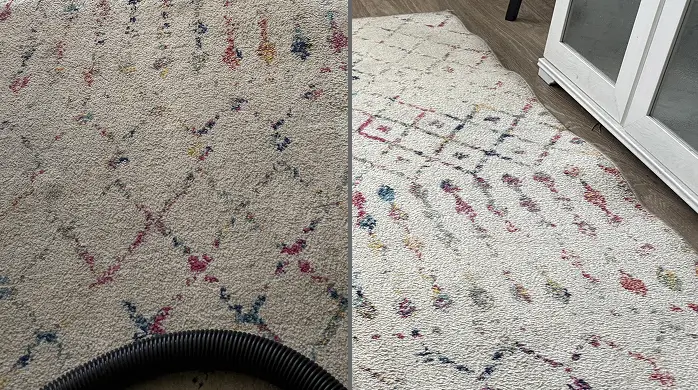 Rug cleaning in Dallas restoring fresh and clean fabric surface after deep treatment