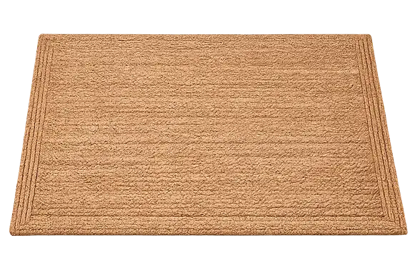 Natural brown woven jute rug with a border
