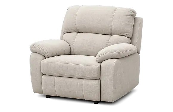 Light beige padded fabric recliner chair
